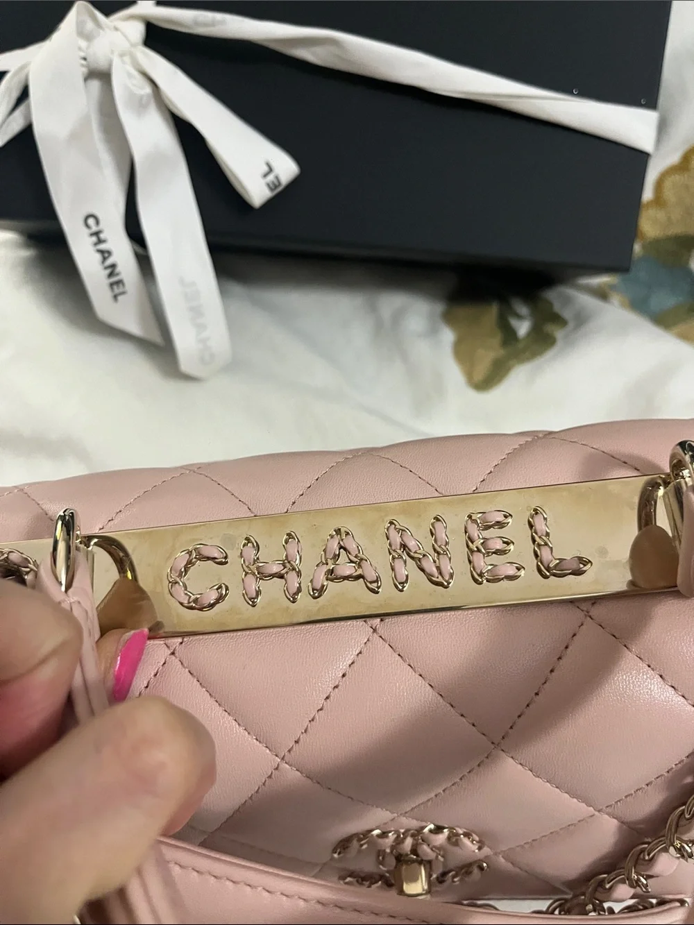 CHANEL Blush Pink Quilted Top-Handle Shoulder Bag